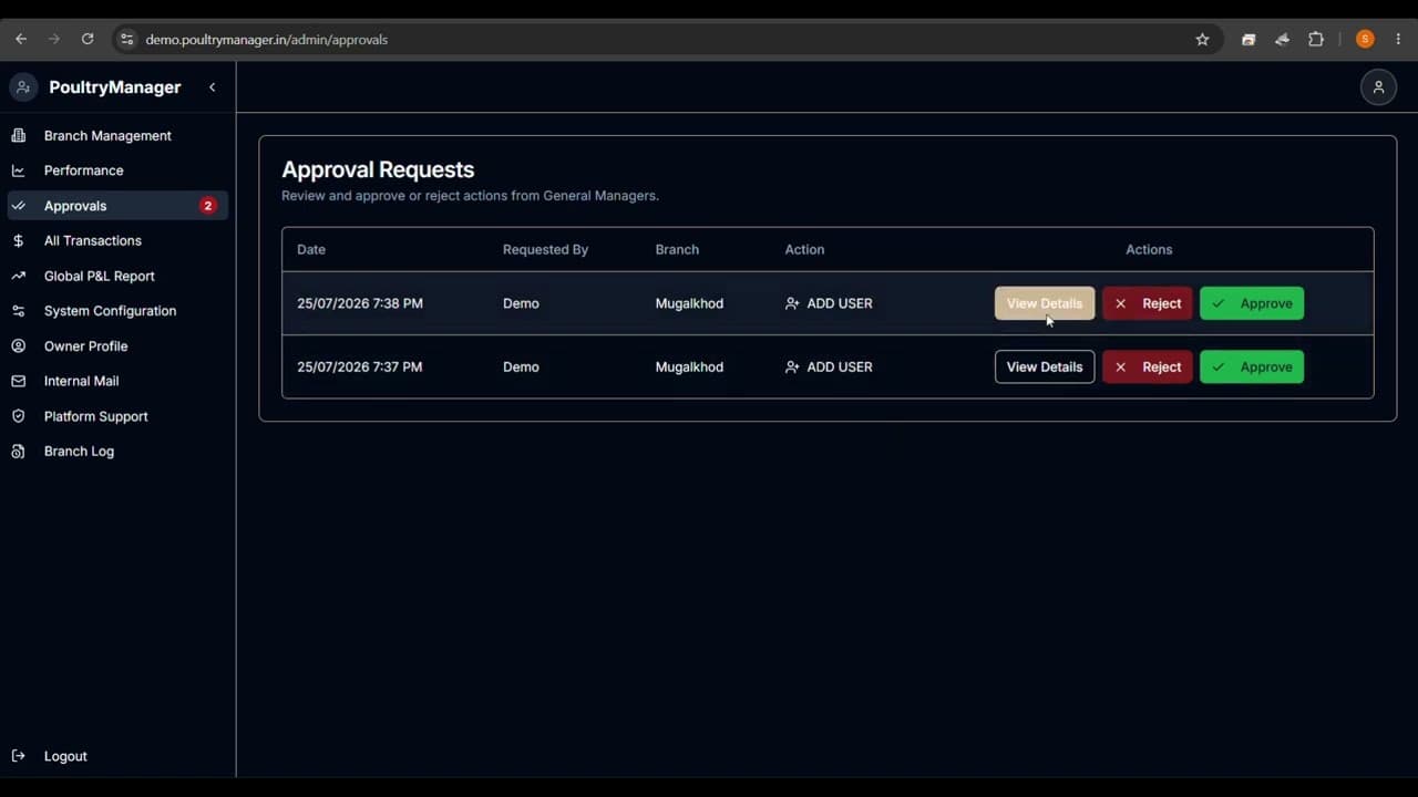 Approvals | PoultryManager Tutorial