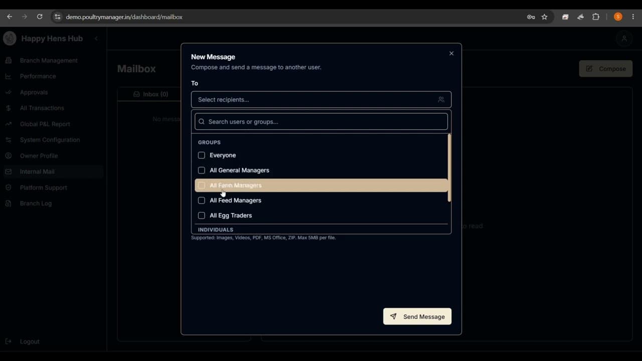 Internal Mail | PoultryManager Tutorial